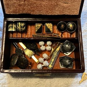 Asian aesthetic Cuff Links and Tie Clips Sets/ Vintage